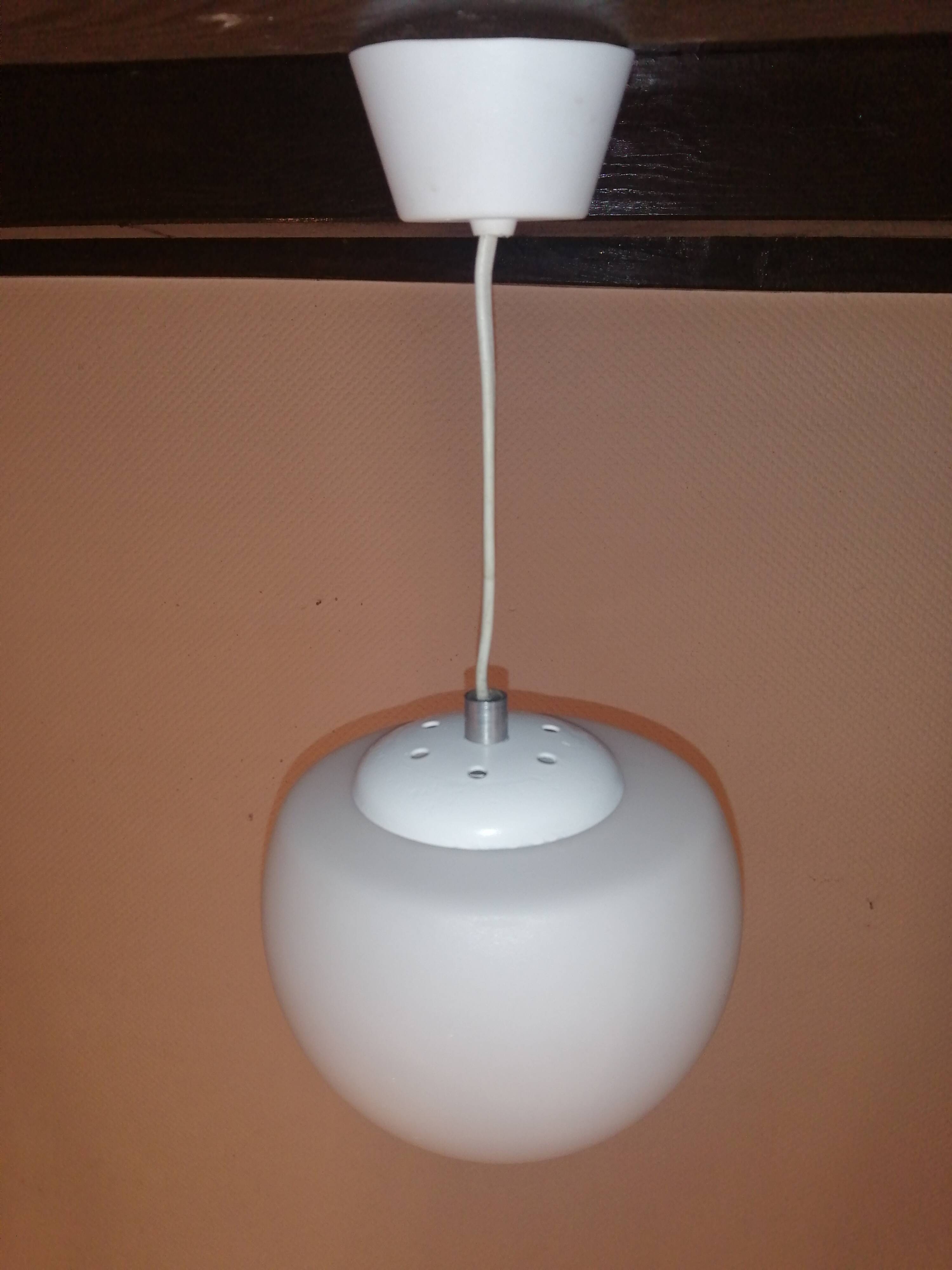 Set of 2 space age ''half sphere'' pendant lights in opaline vintage 1960