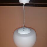 Set of 2 space age ''half sphere'' pendant lights in opaline vintage 1960