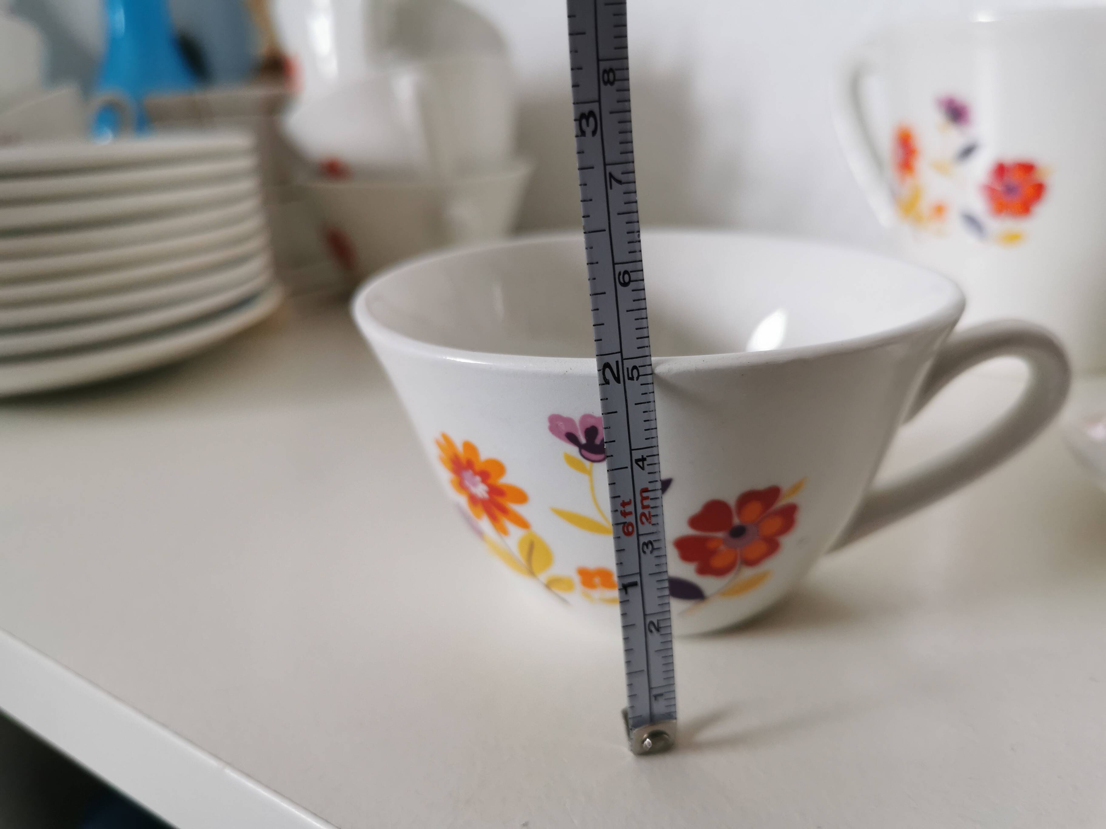 Ceramic coffee or tea service moulin des loups (orchies) flower from the 60s