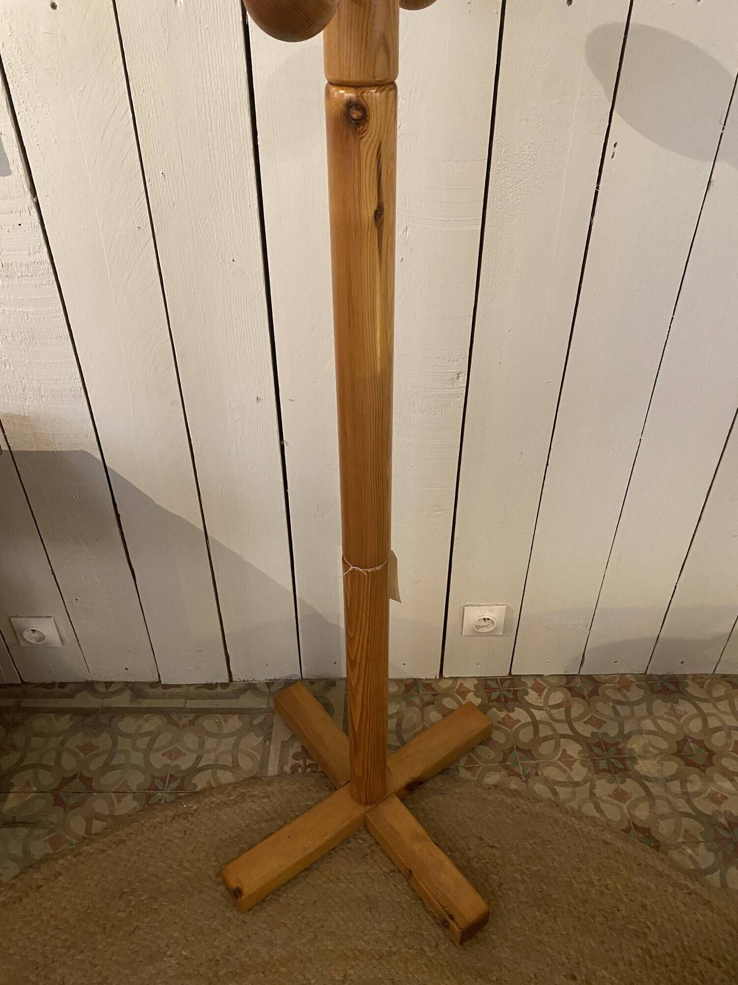 1970s pine coat rack, Scandinavian design