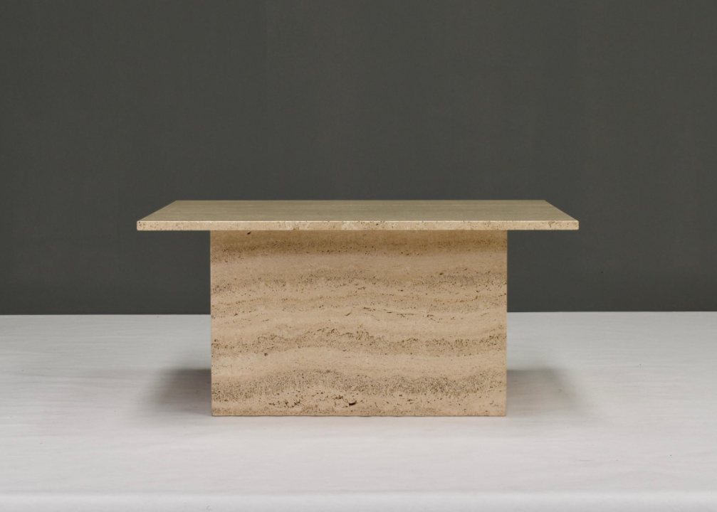 Square travertine coffee table, Italy 1970
