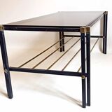 Magazine holder coffee table 1960s smoked glass, metal and brass Width 94.2 cm