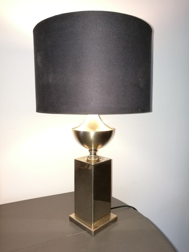 Lampe métal brossé or 1970
