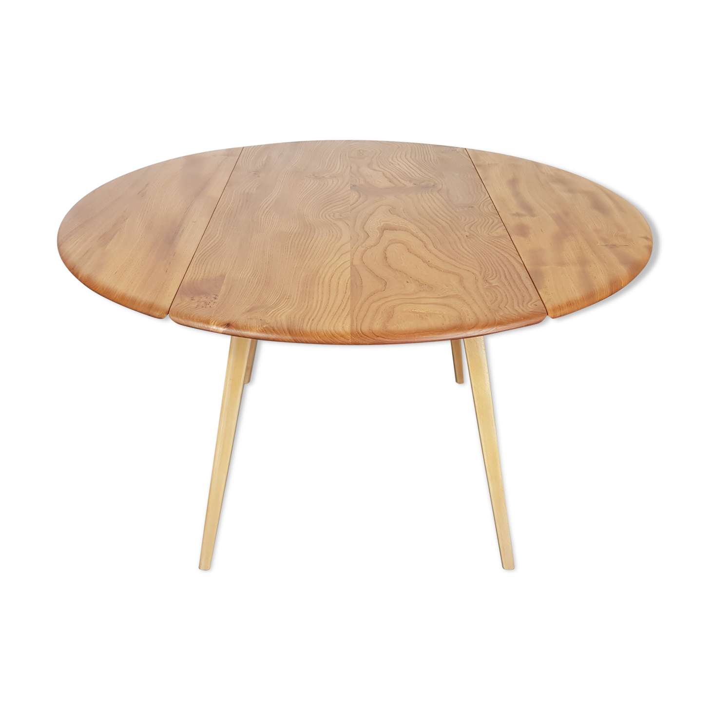 Ercol round drop leaf dining table, 1960s