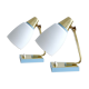 Pair of vintage table or bedside lamps, brass and glass, 50s 60s