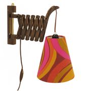 Wall lamp/scissor lamp with new shade from repurposed 1960s printed fabric by Metsovaara . Sweden 19