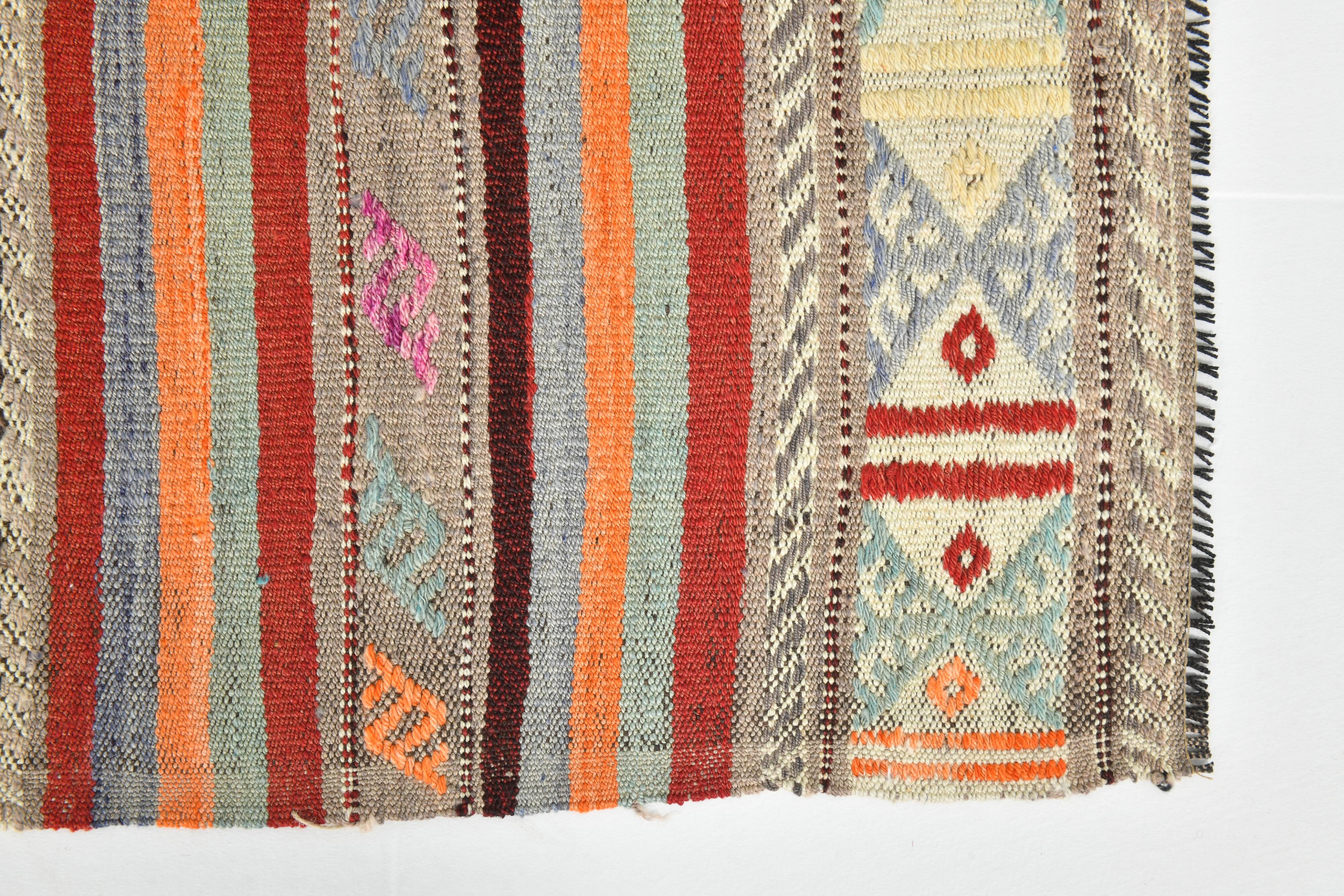5x7 Modern Mid Century Antique Kilim Rug, 161x206Cm