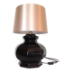 Lampe en ceramique noire octogonale et abat jour doré / vintage années 70