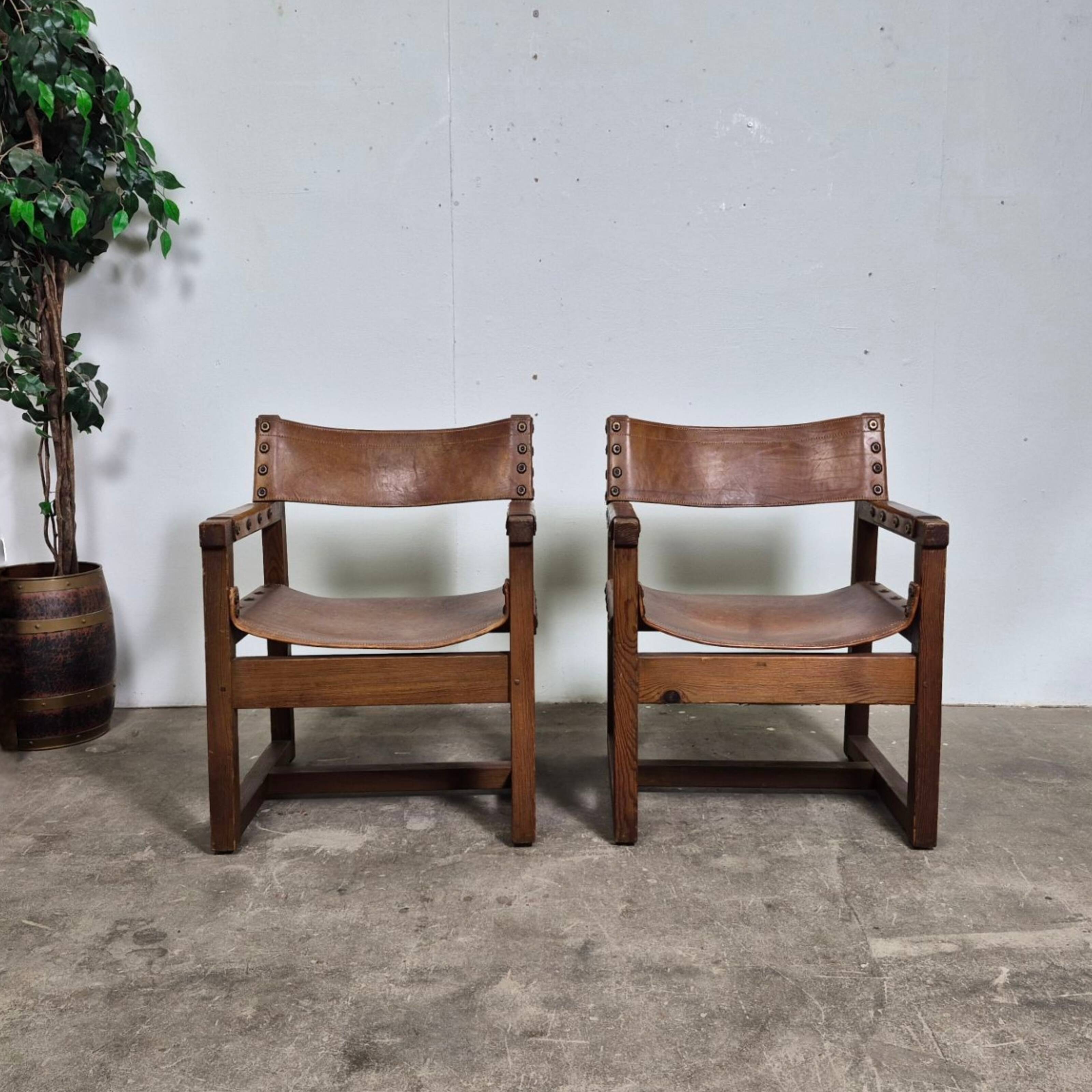Ensemble de 2 fauteuils brutalistes de Biosca, Espagne, années 1950