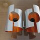 Applique double en acier brossé et acier anodisé orange 1970