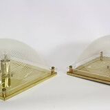 Pair of 80s sconces, white spiral decoration.