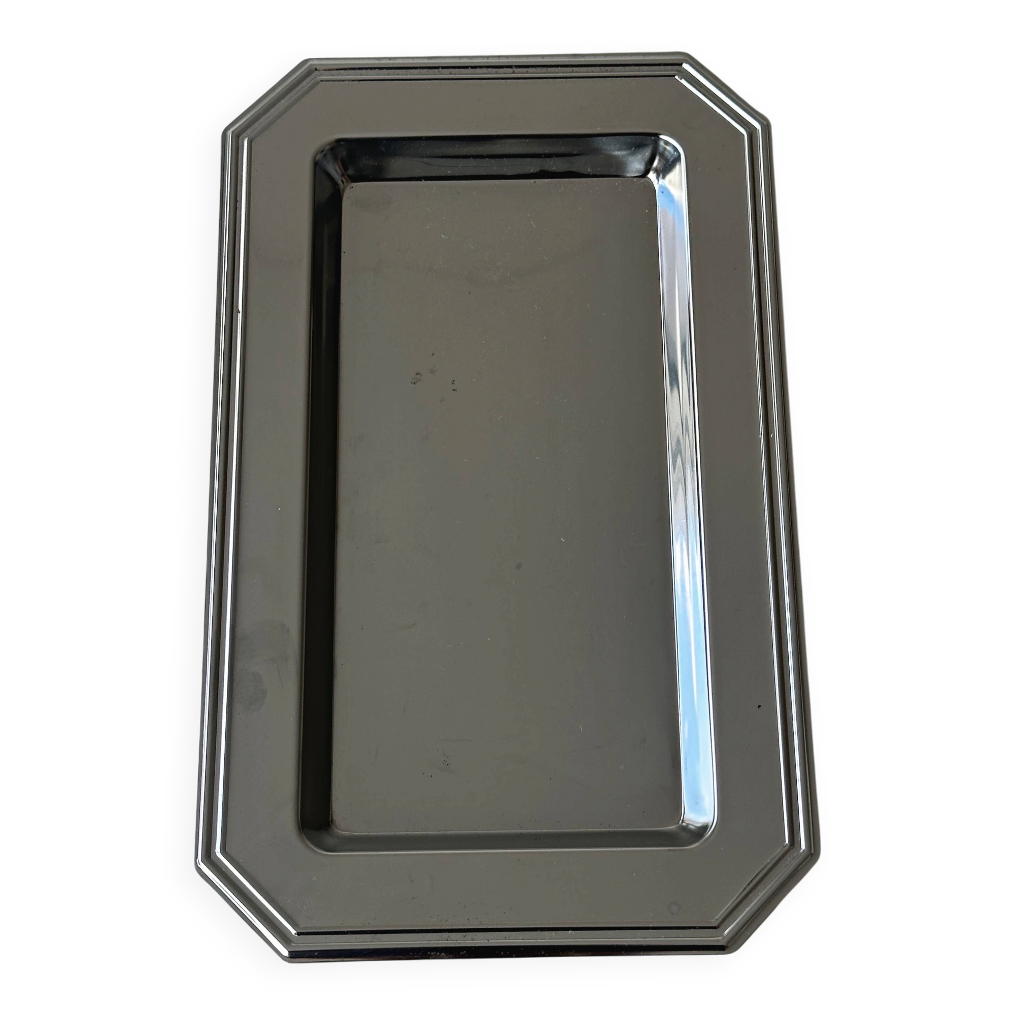 Small vintage polished stainless steel tray