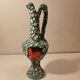 Rare paire de vases anciens barbotine de vallauris style fat lava terre de lave. tons vert turquoise