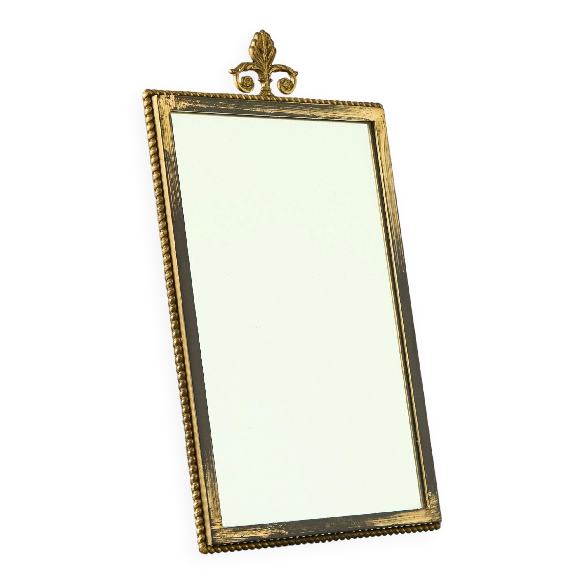 Louis XVI neoclassical mirror in patinated brass, 1960s