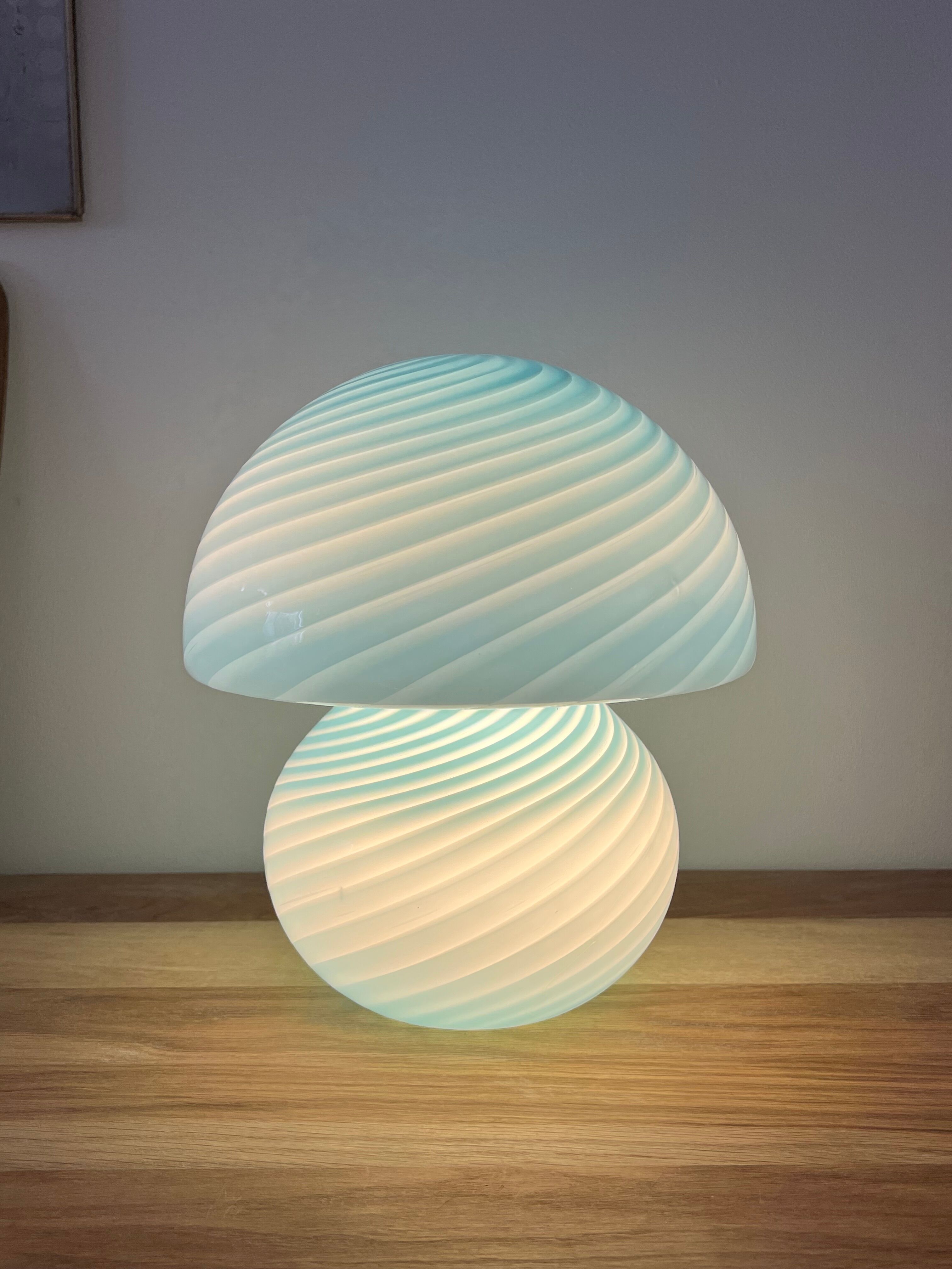 Mushroom lamp whirlpool blue Murano glass