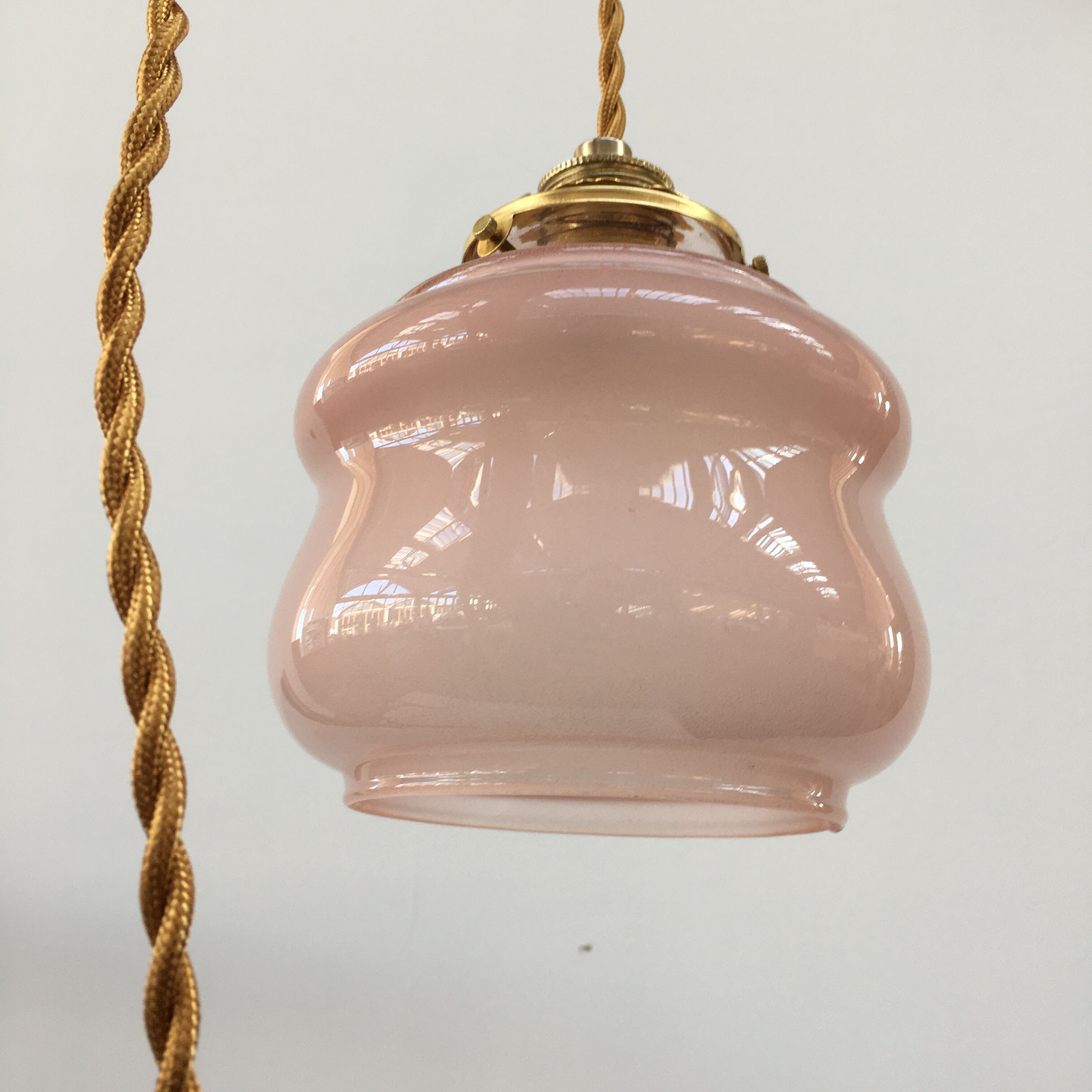 Pink glass walking lamp