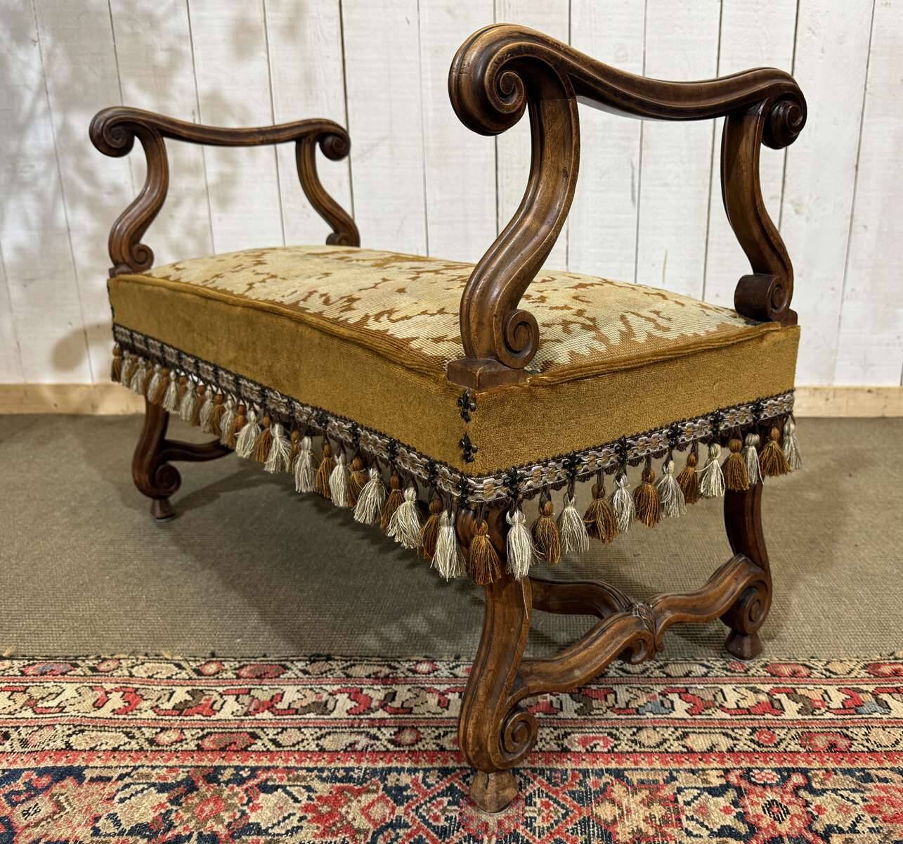 Banquette de fenêtre en noyer début XXème
