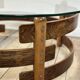 Round Scandinavian teak coffee table, 1970