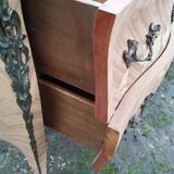 Commode ancienne en marqueterie style louis xv avec plateau marbre