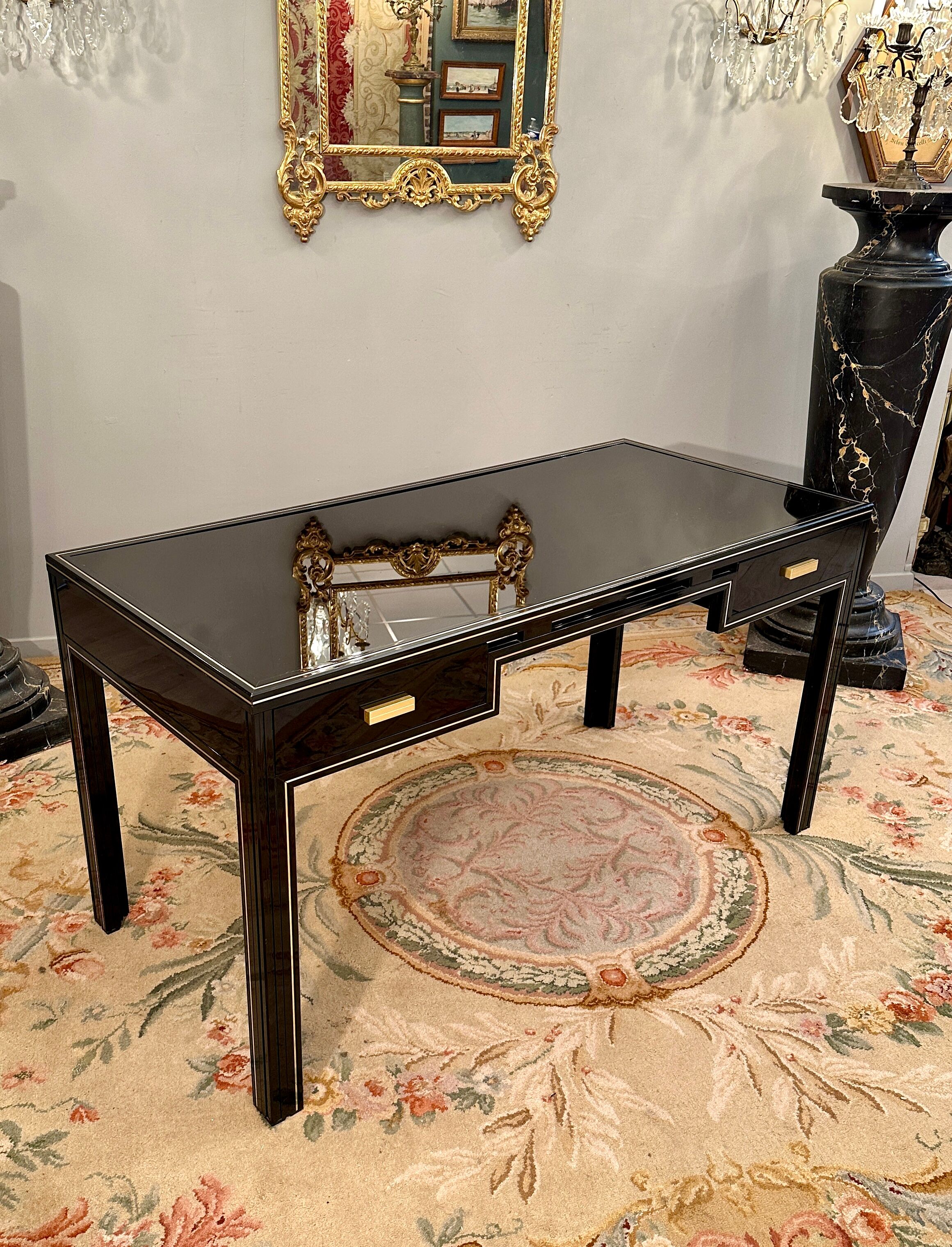 Black lacquered office by Pierre vandel Paris circa 1970