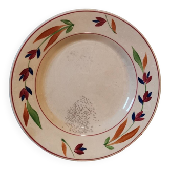 Assiette vintage Gien France modèle jeannine peint main motif fleurs