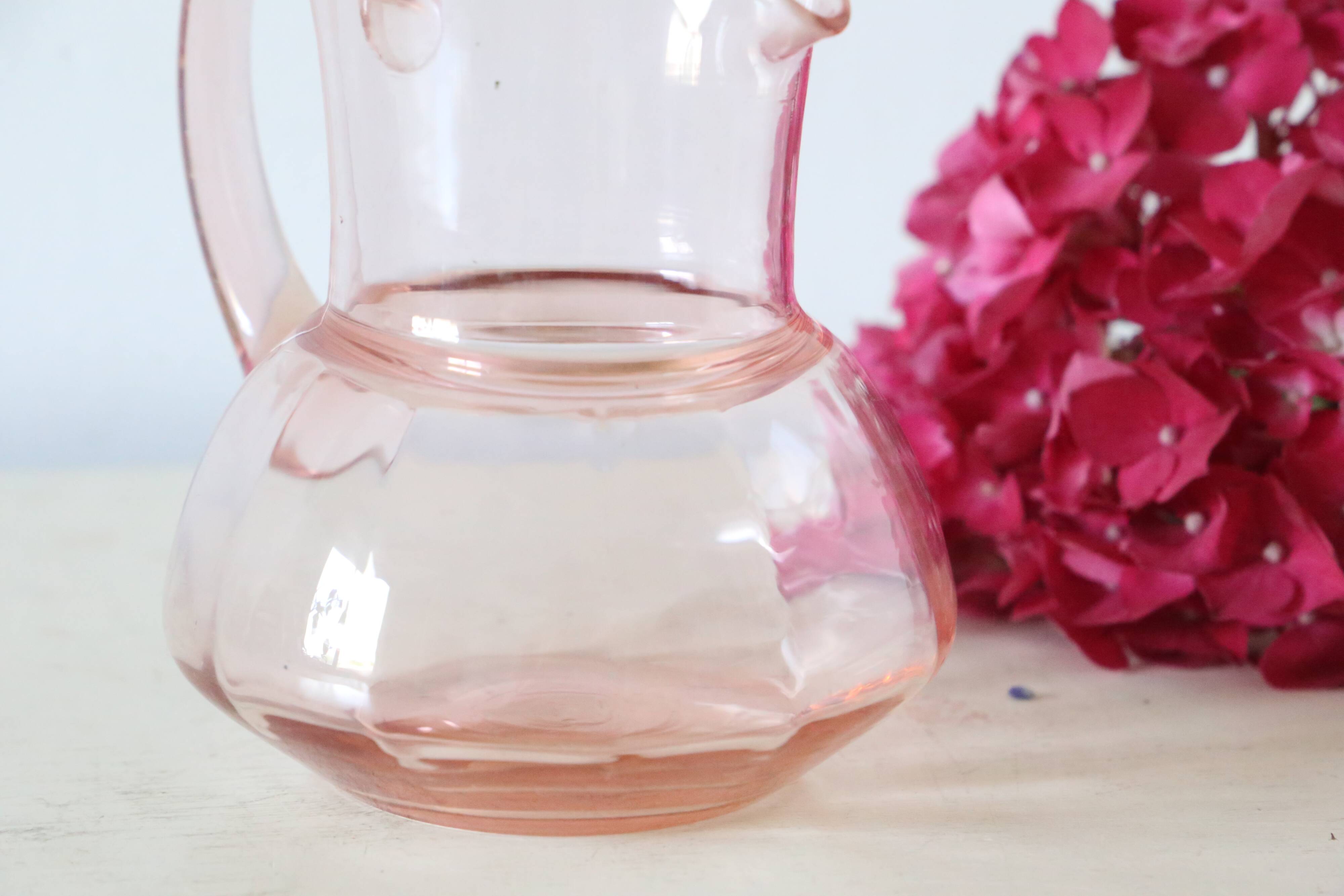 Antique pink glass pitcher
