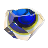 Cendrier Murano Mandruzzato bleu et jaune