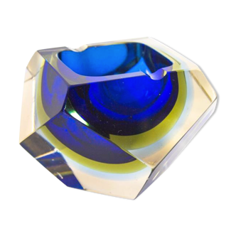 Blue and yellow Murano Mandruzzato ashtray