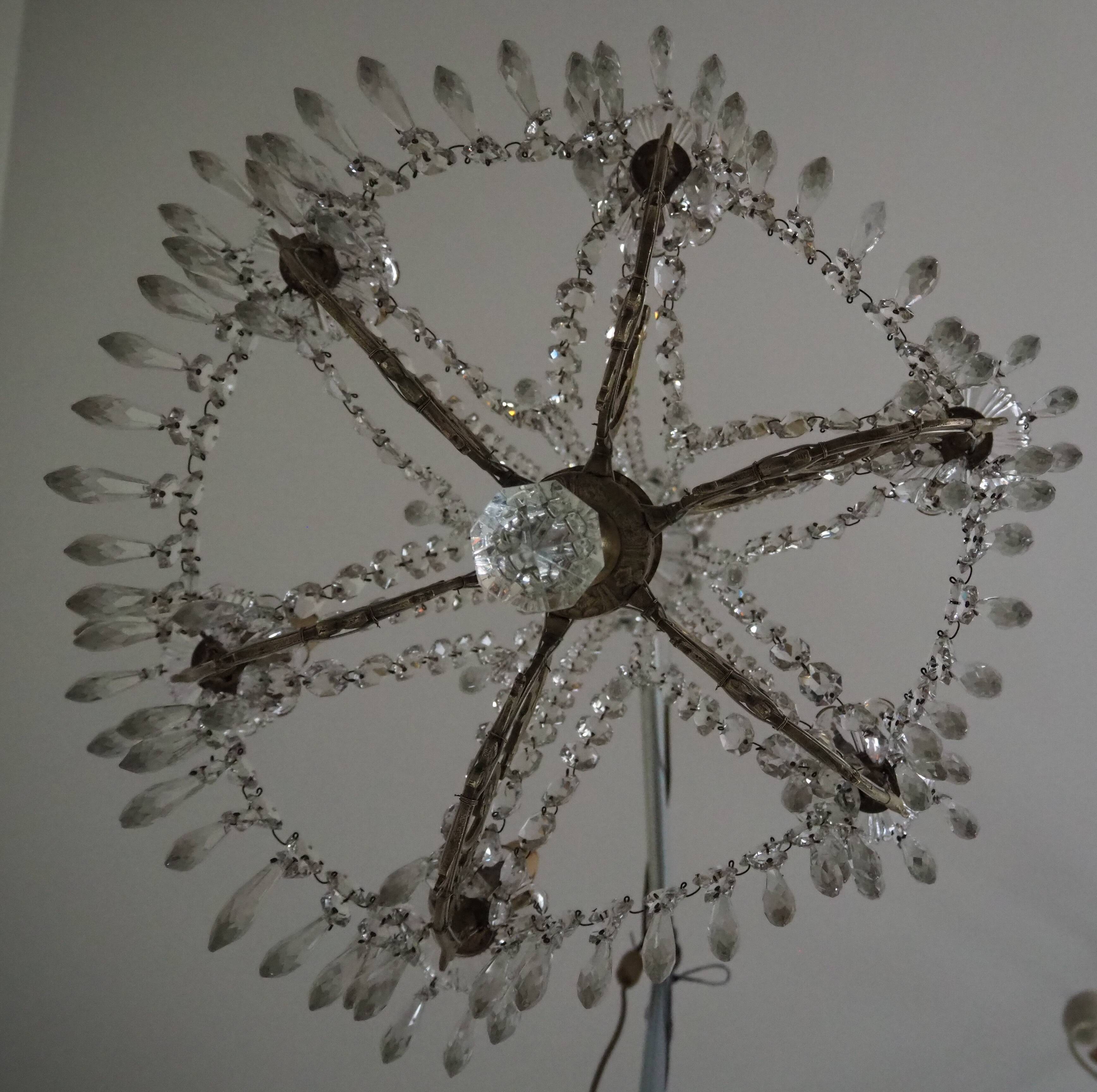 Napoleon III chandelier with crystal pendants, signed Portieux 19th century