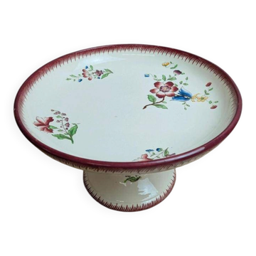 Antique compote dish Sarreguemines – Strasbourg model – floral decoration