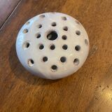 Vintage white glazed ceramic flower holder – handcrafted piece