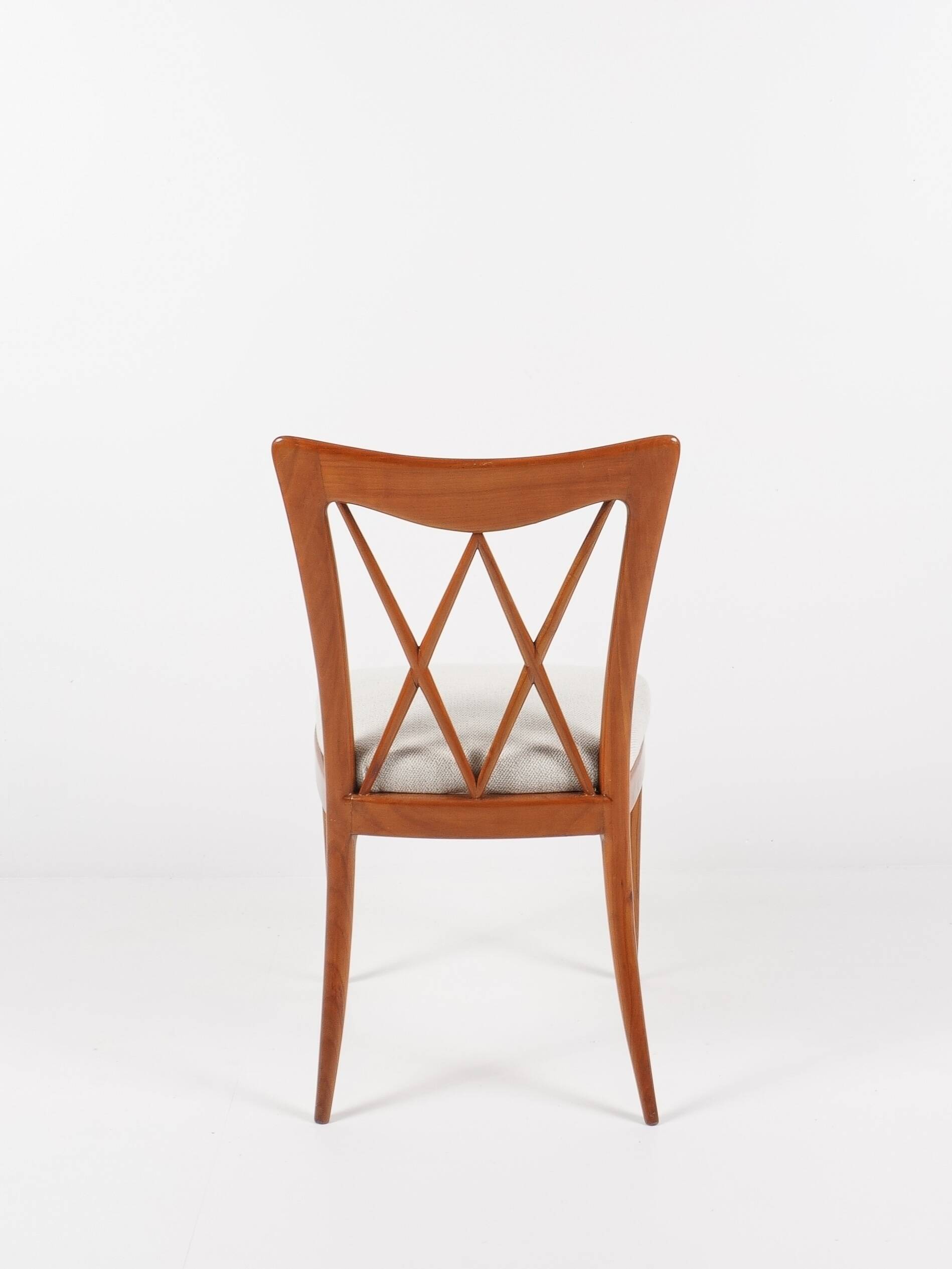 Set of 4 wooden and fabric chairs, circa 1940