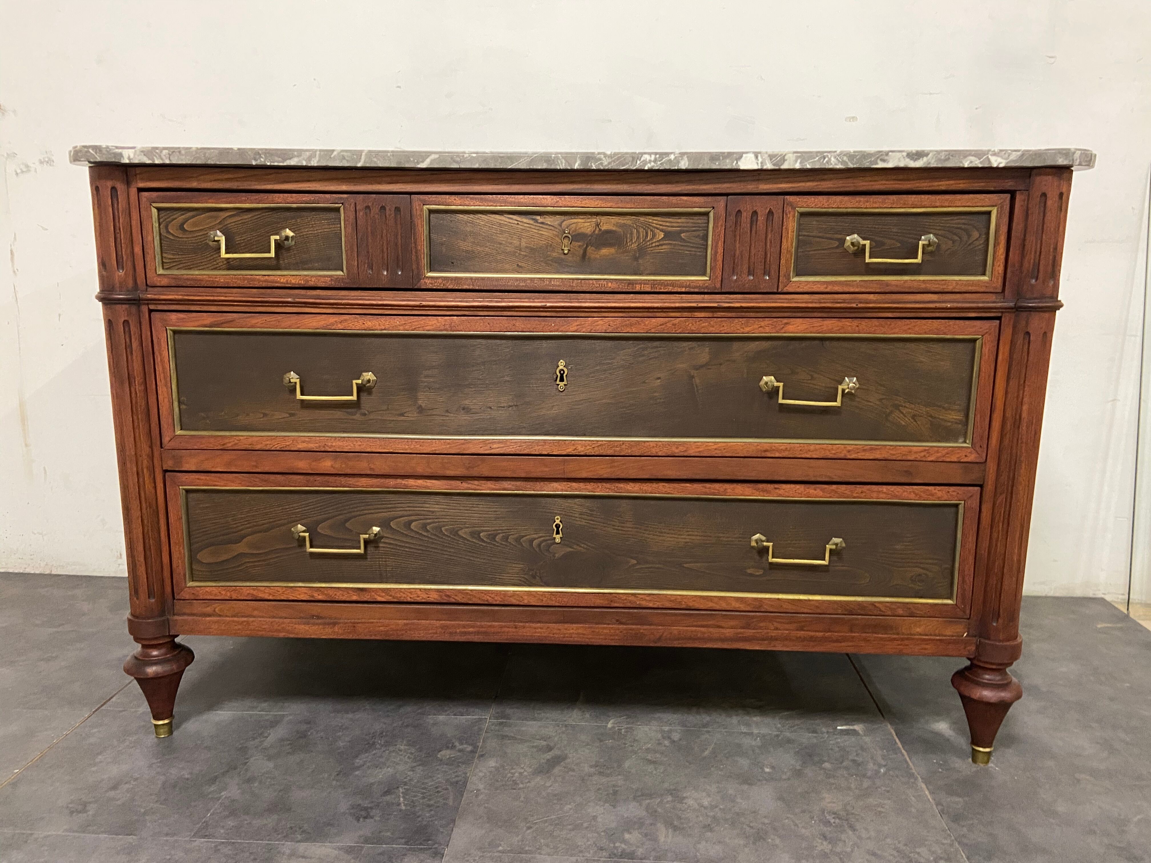 Chest of drawers Louis XVI XIX marble