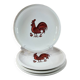 Set of 4 flat plates with red rooster hen decor