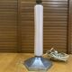 Old art deco hexagonal chrome metal lamp base + vintage pink glass