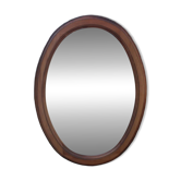 Miroir ovale en bois brun mouluré, glace piquée – 66 cm