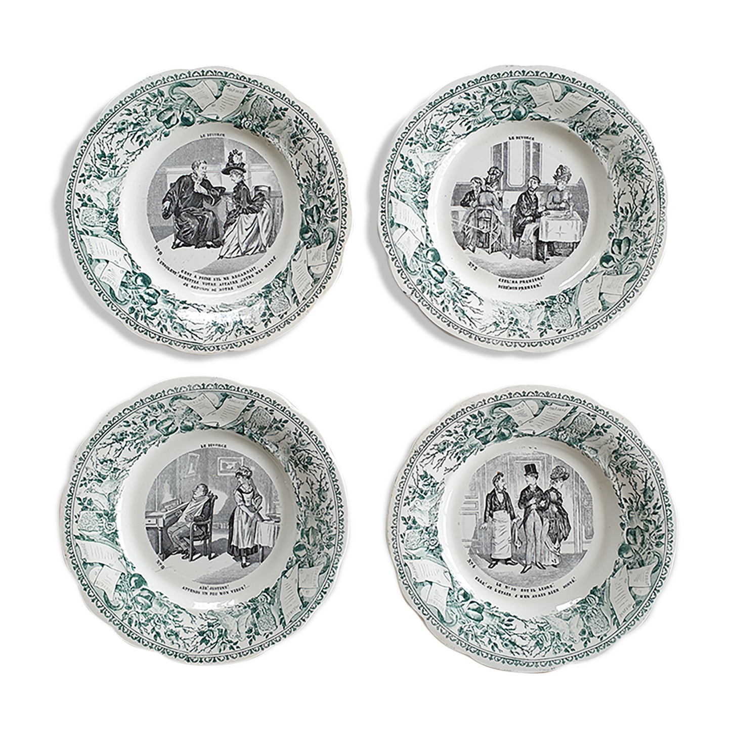 Suite 4 talking plates for dessert Creil and montereau