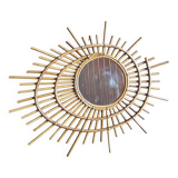Asymmetrical rattan mirror
