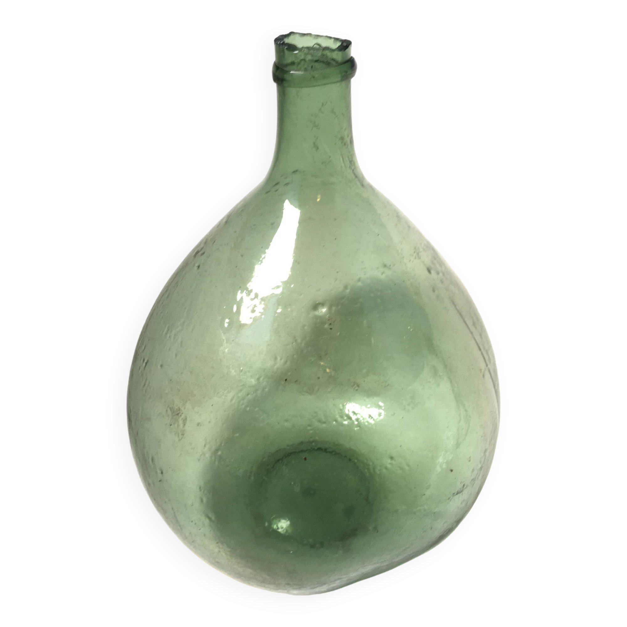 Dame jeanne green in molded glass sabree candy old vintage 44 cm ht