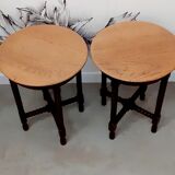Pair of side tables in solid oak