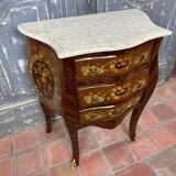 Chiffonnier sauteuse Louis XV en marqueterie