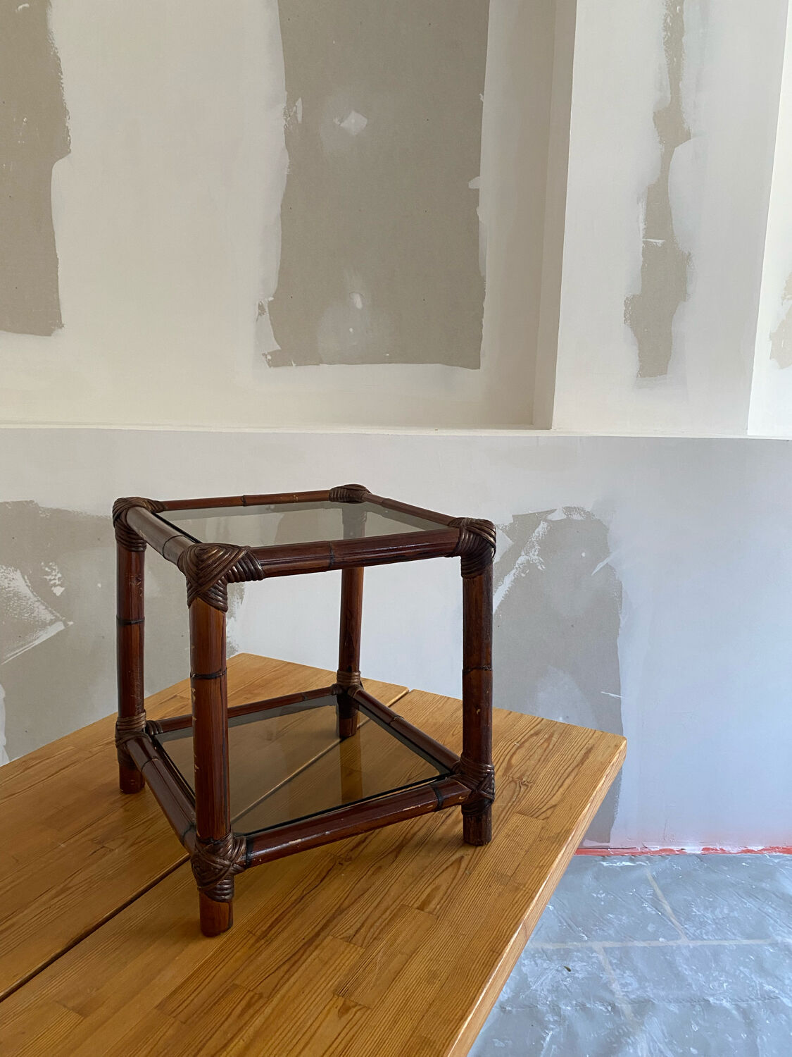 Vintage rattan side table