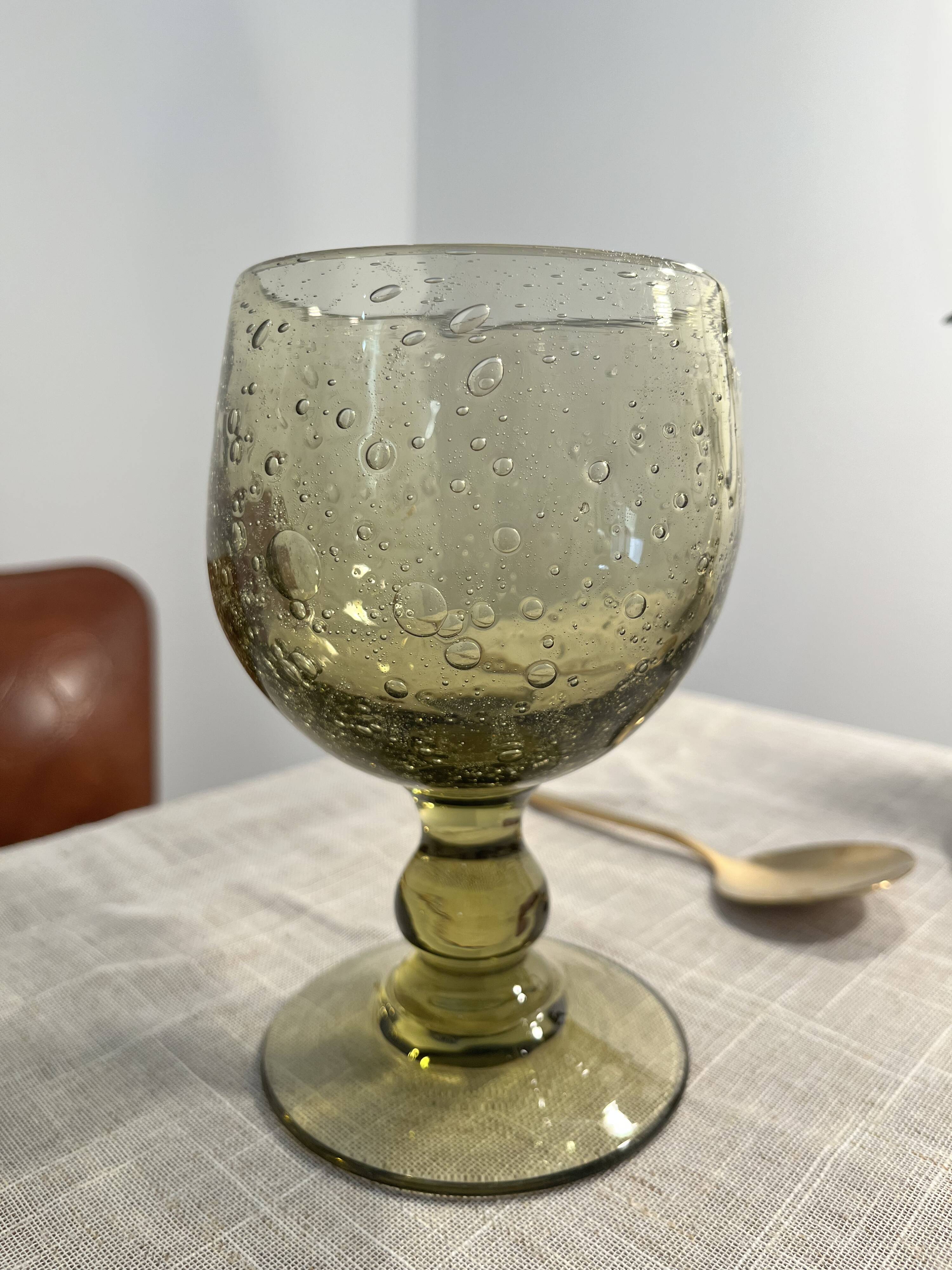 Biot green stemmed glasses
