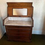 19th-century walnut and marble toilet commode in Louis Philippe style