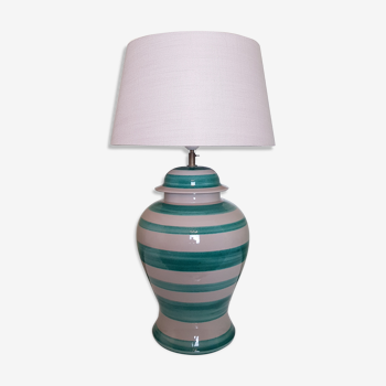 Scratched ceramic lamp green Gérard Danton for Roche Bobois