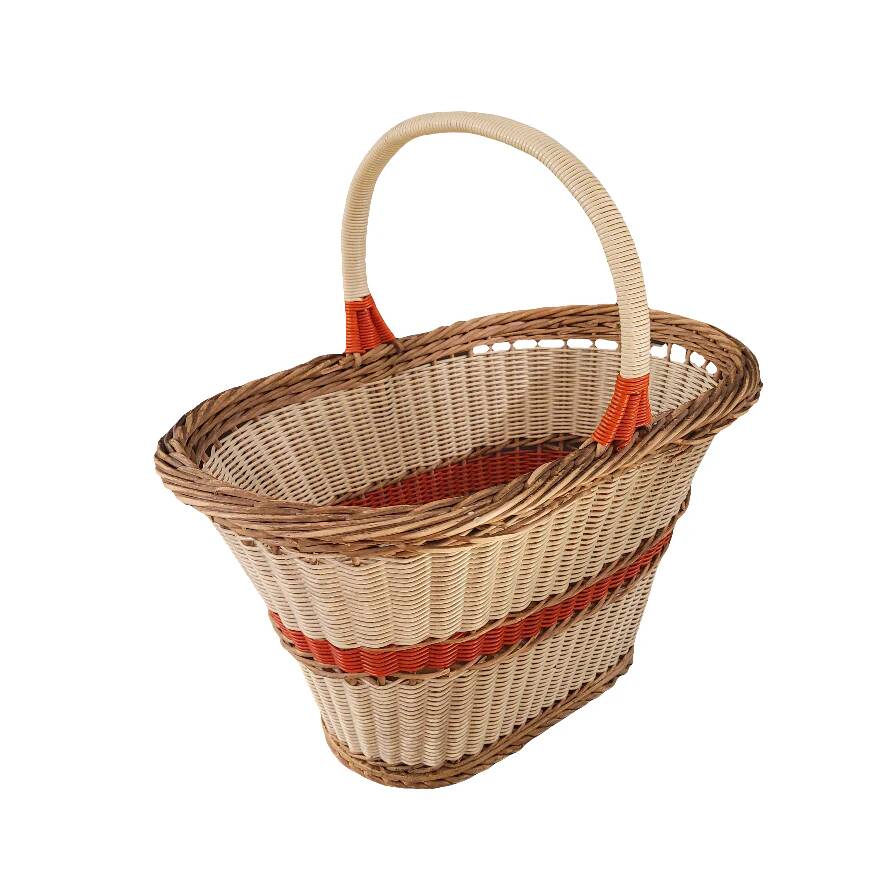 Old oval basket with a wooden base