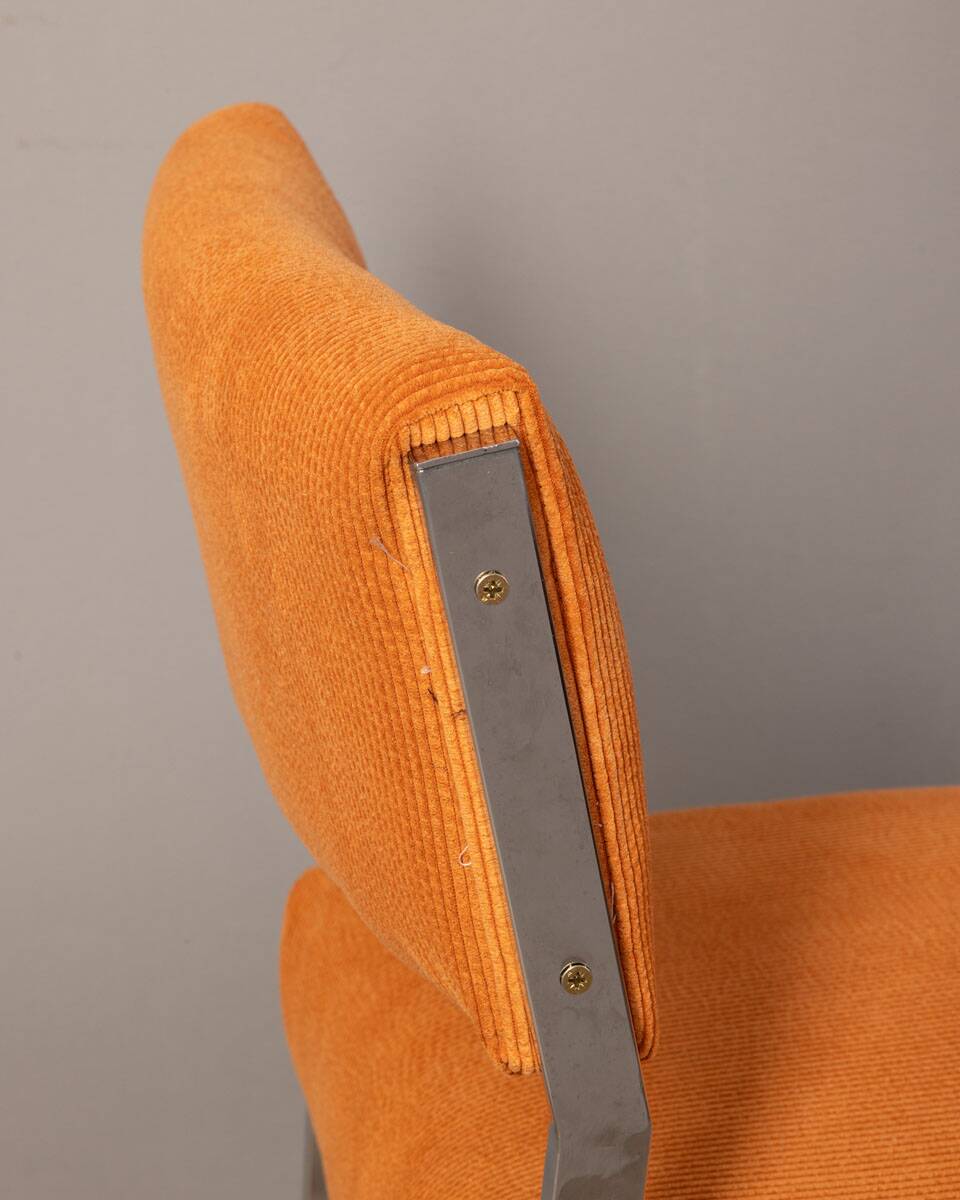 Pair of 80s vintage chairs velvet orange Italian design