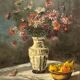 Christophe Rielland XX century. Oil on canvas with a bouquet.