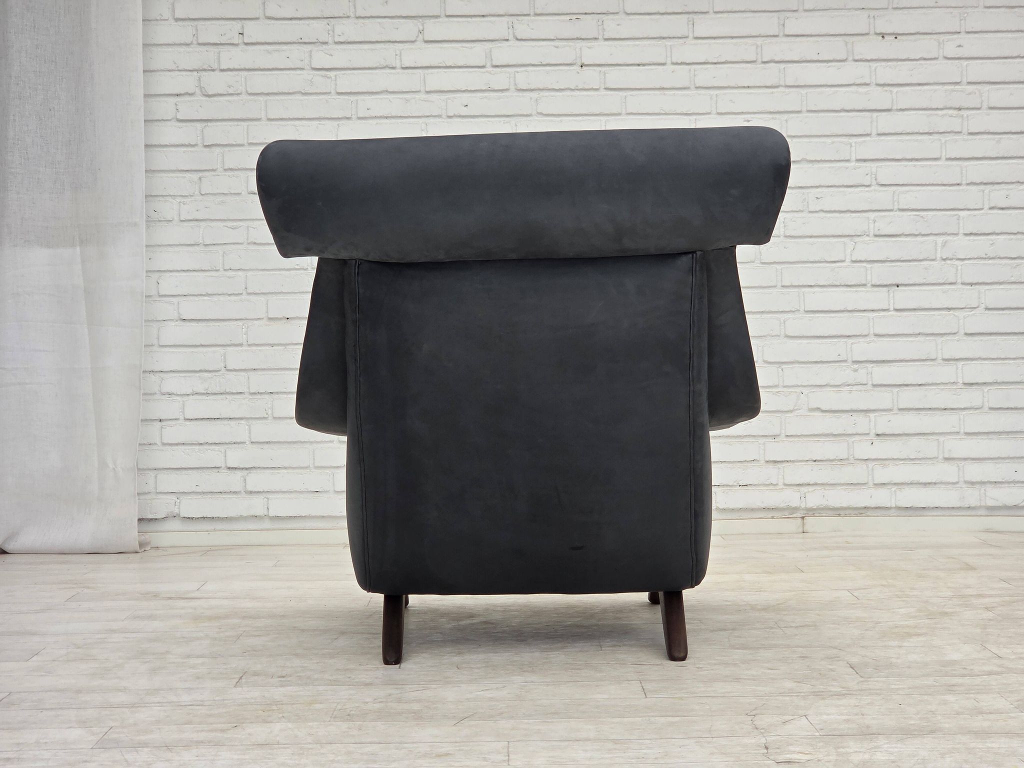 1970s, Danish design by Illum Wikkelsø, reupholstered armchair, leather.