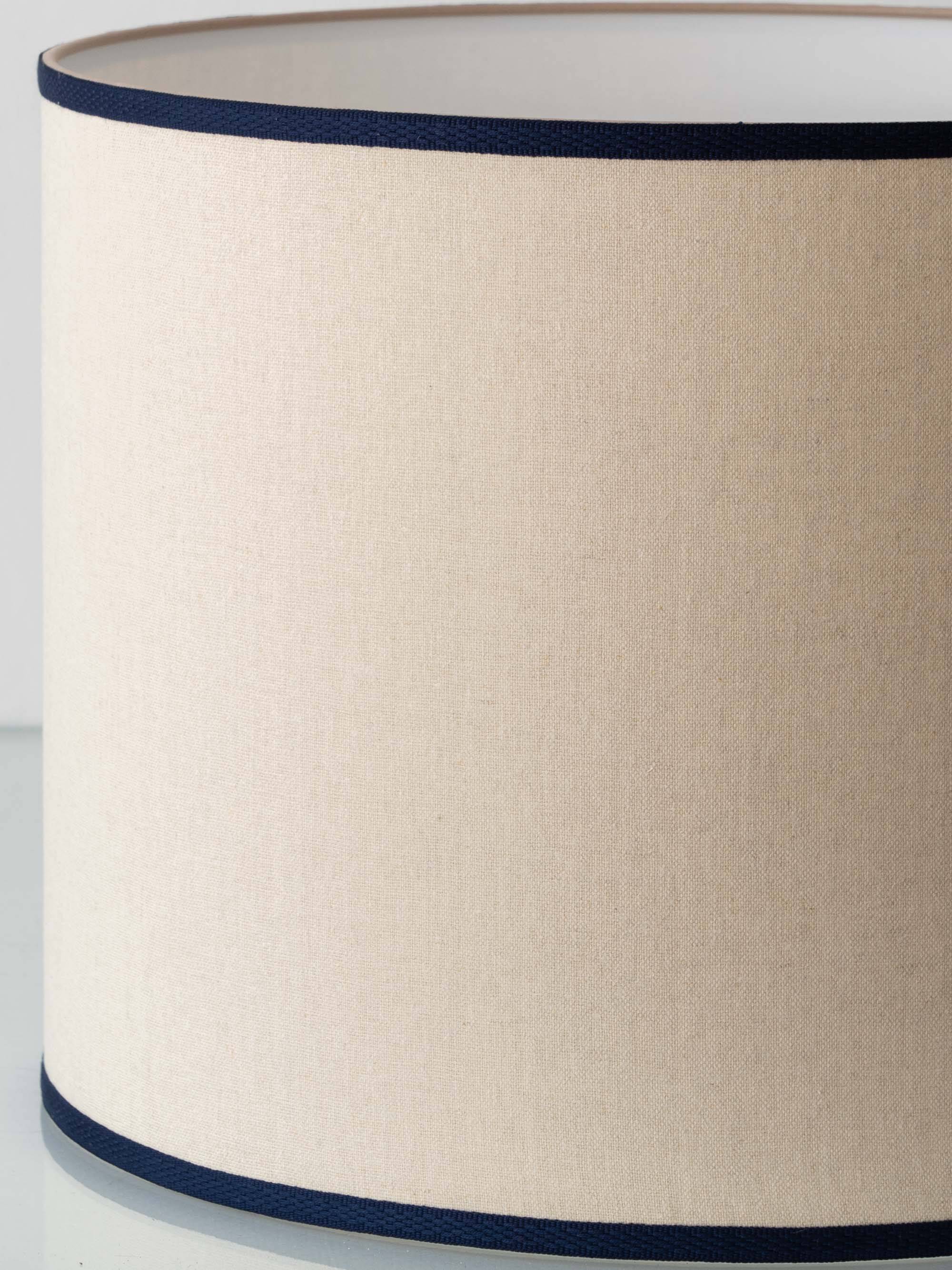 Spanish Revival Terracotta Table Lamp, Cream and Cobalt, New Linen Shade